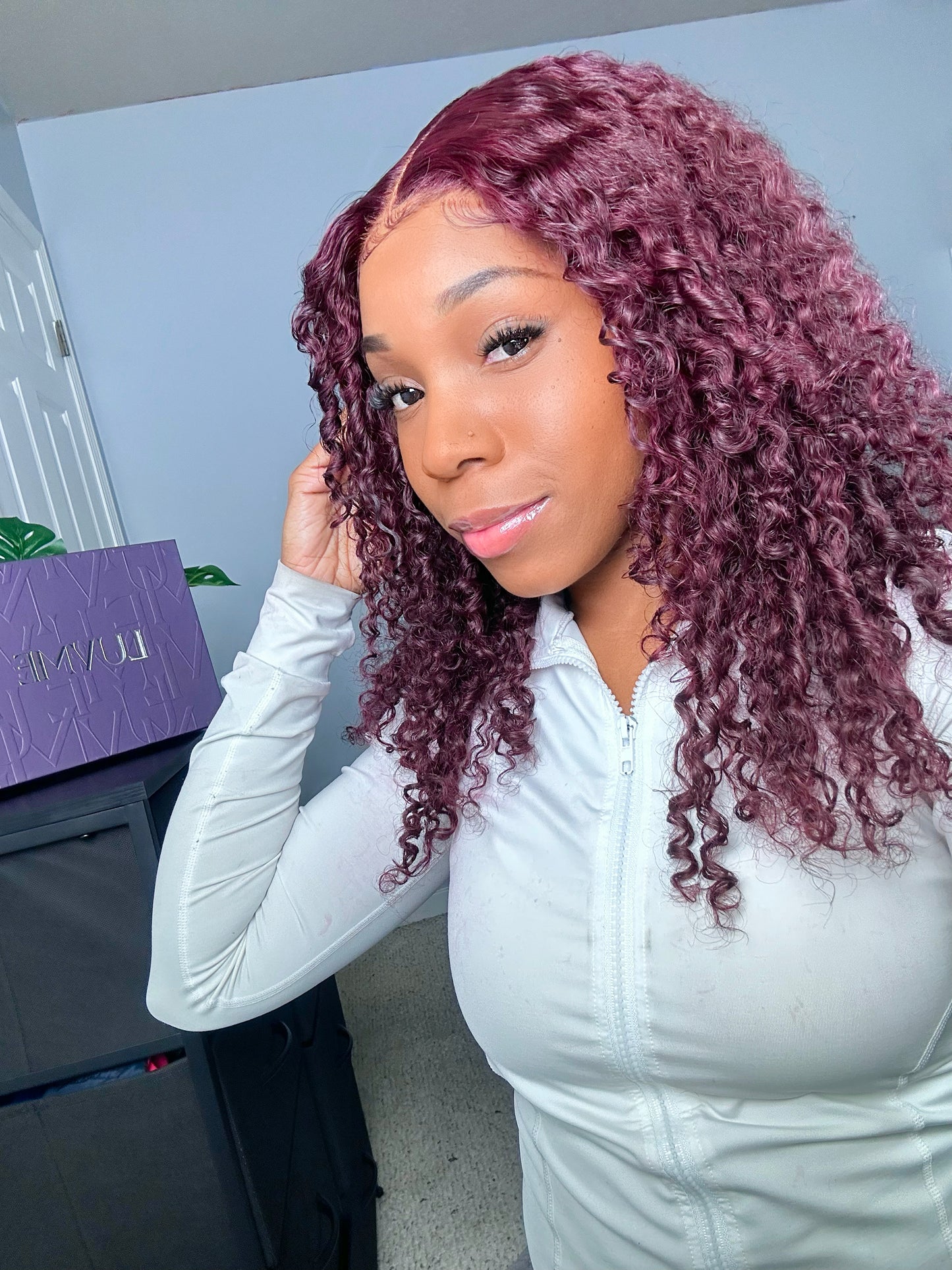 Closure Reddish curly glueless wig